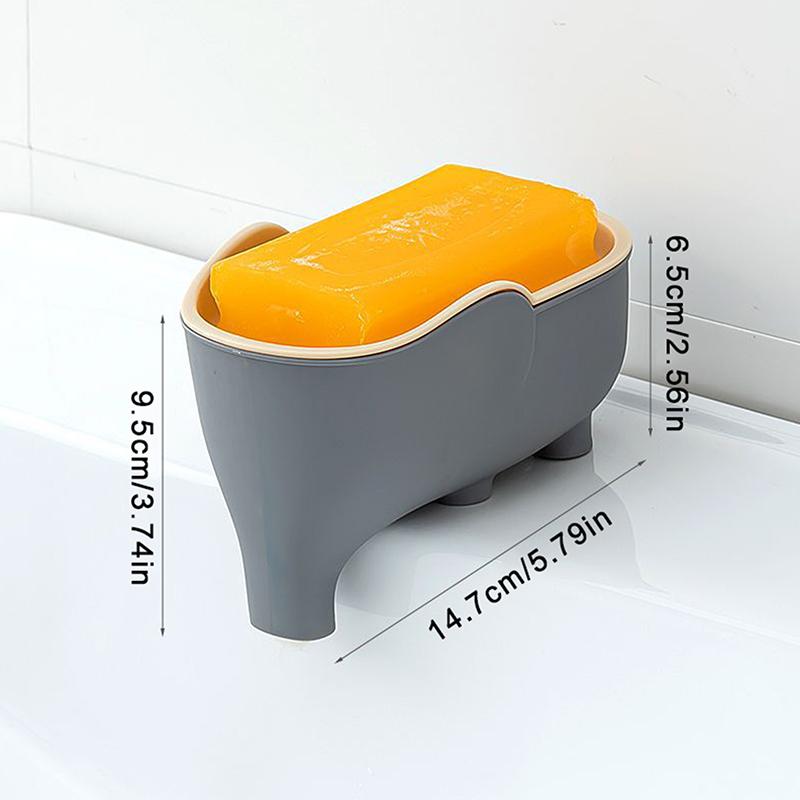 Double Layer Creative Elephant Shape Soap Box Soap Dish Drainable Soap Holder Waterproof Drain Rack Soap Container Tray