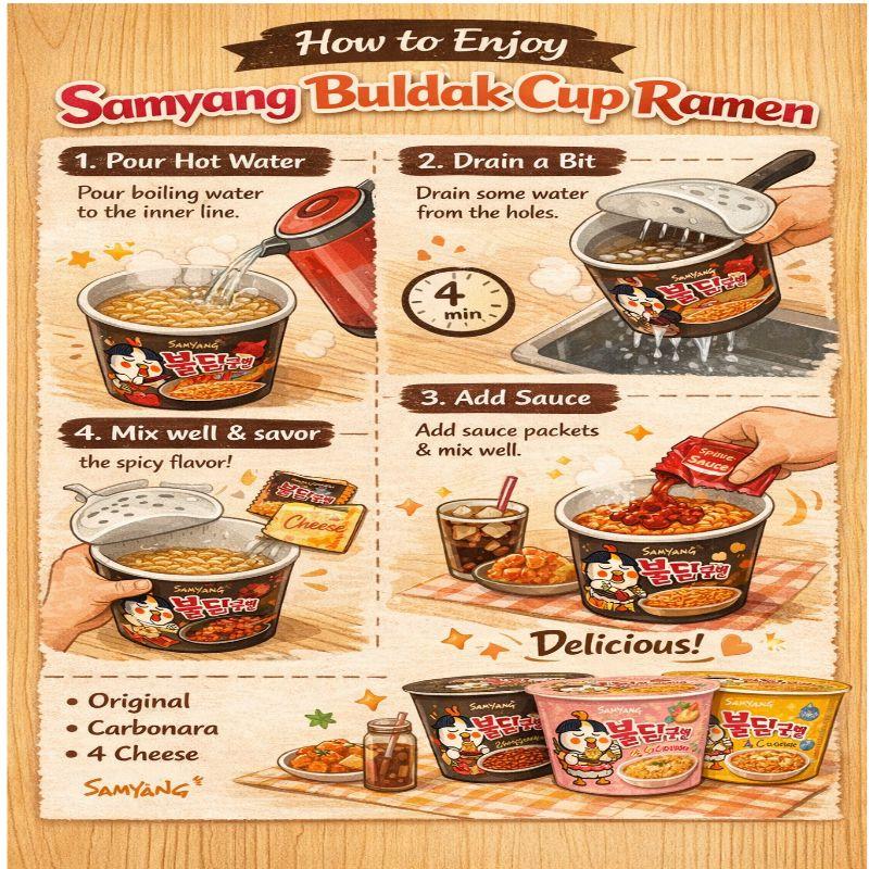 Samyang Buldak Cup Ramen Variety Pack 110 g × 6 Cups