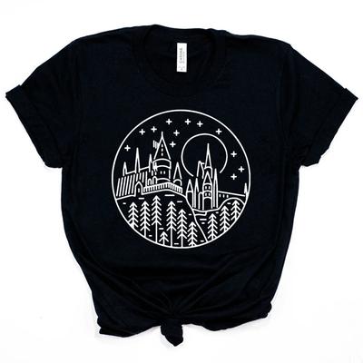 2025 Zauberschloss T-Shirt Ist Mein Zuhause Zauberer Shirt HP Film Inspiriertes T-Shirt Unisex Kurzarm-T-Shirts Niedliche Fans Oberteile