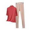 Spring/Summer Women's Half-High Neck 3/4 Sleeve Modal Lounge Set - Lightweight, Loose, Plus Size Casual Wear