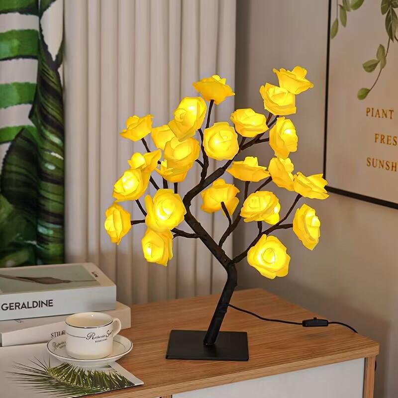 USB LED Rose Tree with Removable Base - Christmas Light & Night Decor