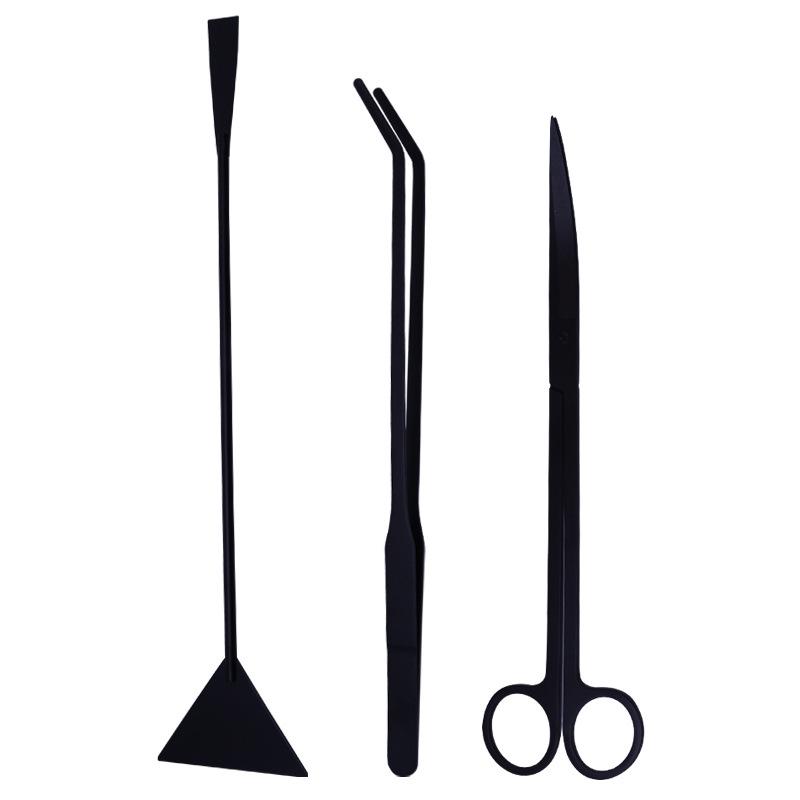 Stainless Steel Aquatic Plant Trimming Tools: Multi-Specification Scissors, Extended Sand Leveler, and Thickened Tweezers.