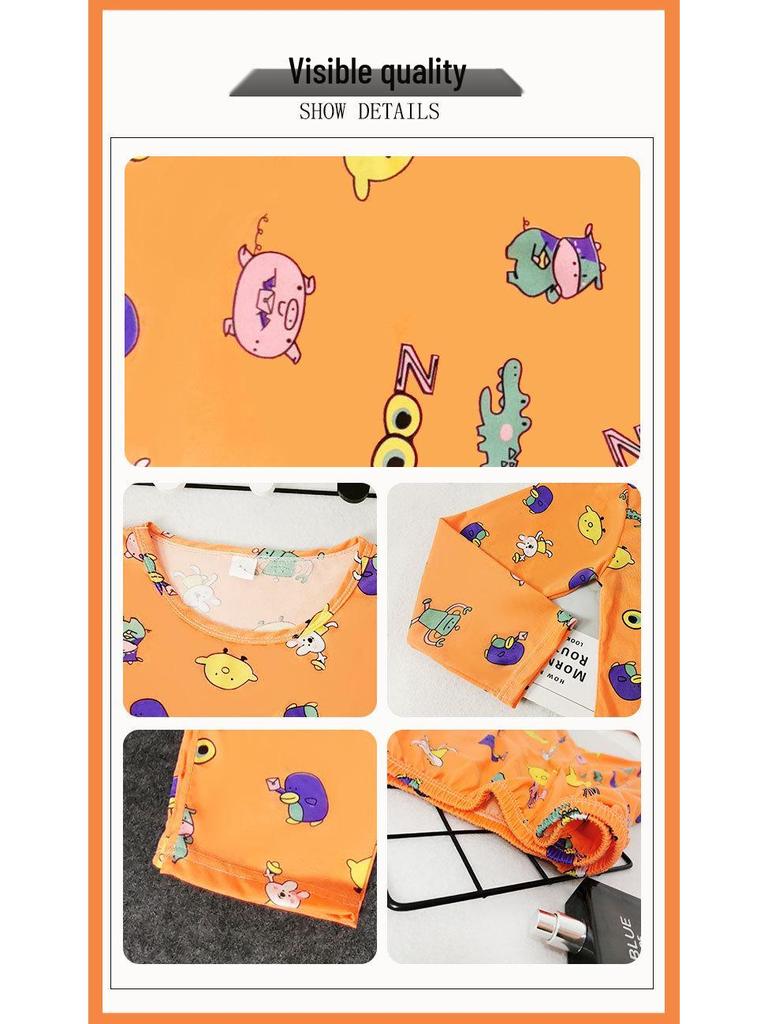 Damen Frühling & Herbst Niedliches Cartoon Pyjama Set: Langärmeliges, langhosenartiges zweiteiliges Homewear-Set mit Rundhalsausschnitt.