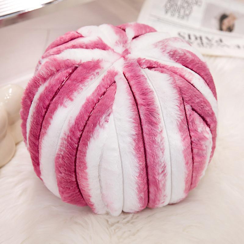 Plush Modern Round Pillow Striped Decorative Throw Cushion Bedroom Decoration