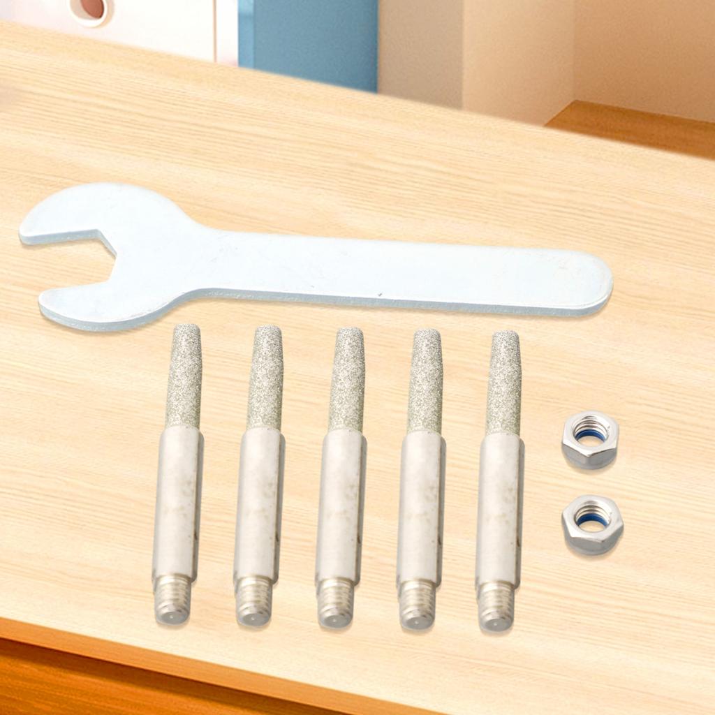 6pcs Grinding Head Chainsaw Sharpener Cylindrical Burr Silver