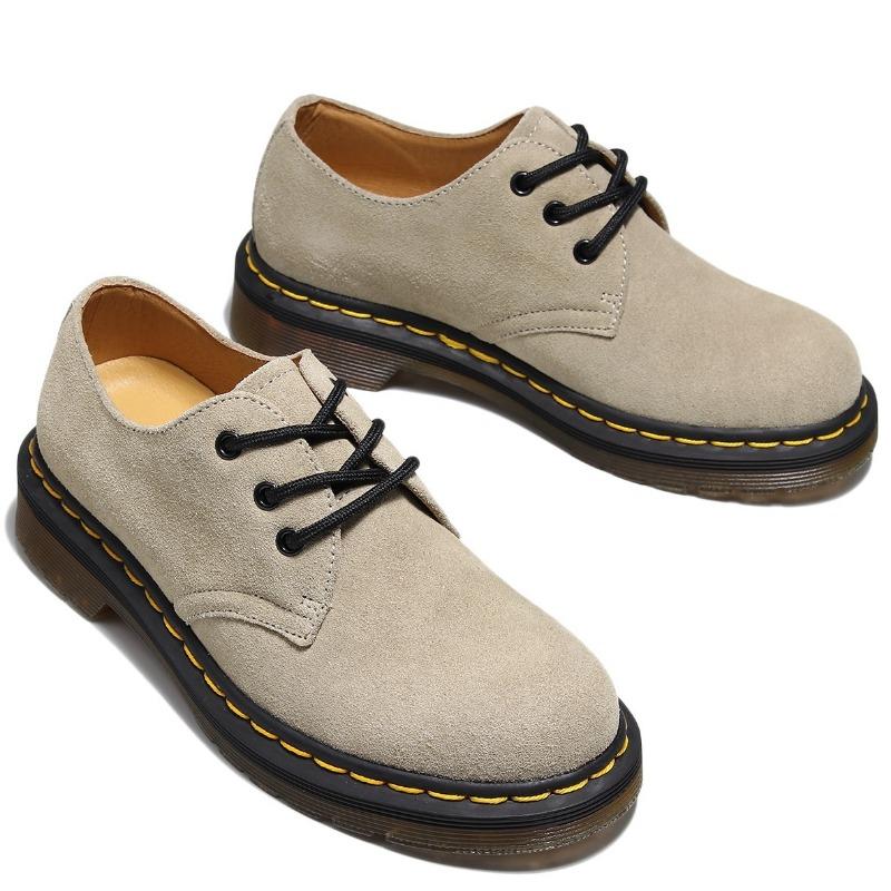 1461 Low-top Small Leather Shoes Women's Velvet Real Cowhide Short Boots Large Size Round Head Versatile Casual Tooling Shoes Men