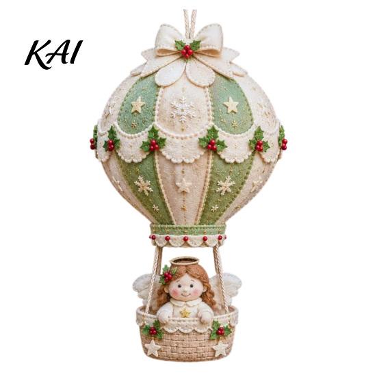 Decorative Wall Hanging Ornaments DIY Christmas Hot Air Balloon Ornament Kit, 3D Handmade Fabric Craft Festive Home Decor Project with Santa