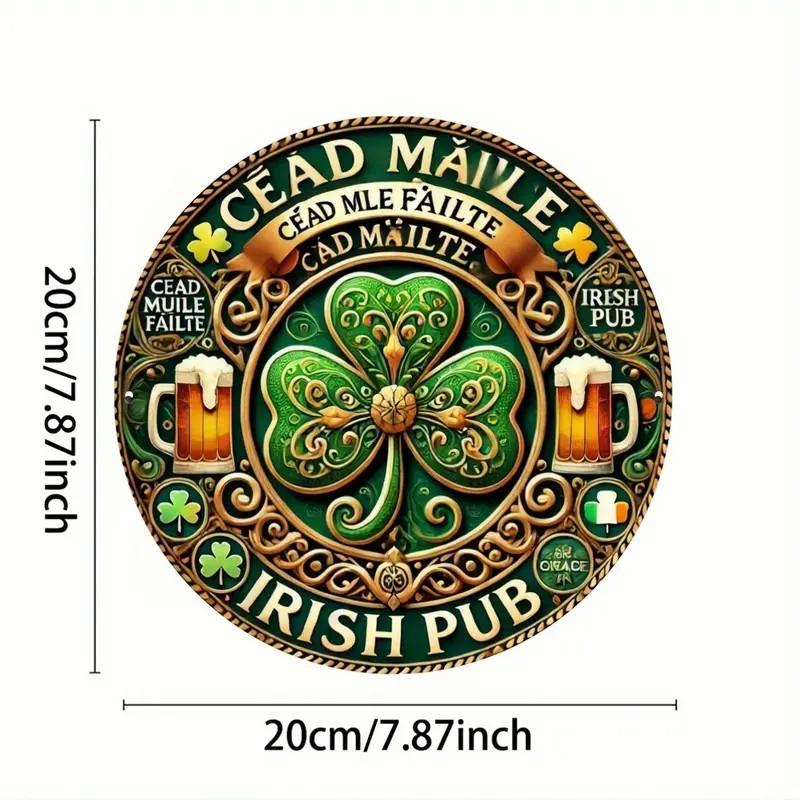 Exquisites Holzschild mit Glückskleeblatt – Hochwertiges rundes Kranzschild zum Aufhängen, Used-Look im Vintage-Stil, vielseitige Dekoration für Zuhause, Zimmer, Restaurant