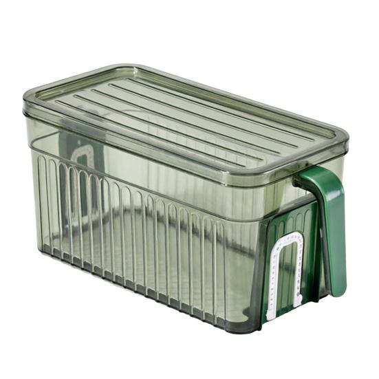 

Crisper Box with Lid And Handle Stackable Storage Box Drainable Layered Organizer for Refrigerator Fruits S