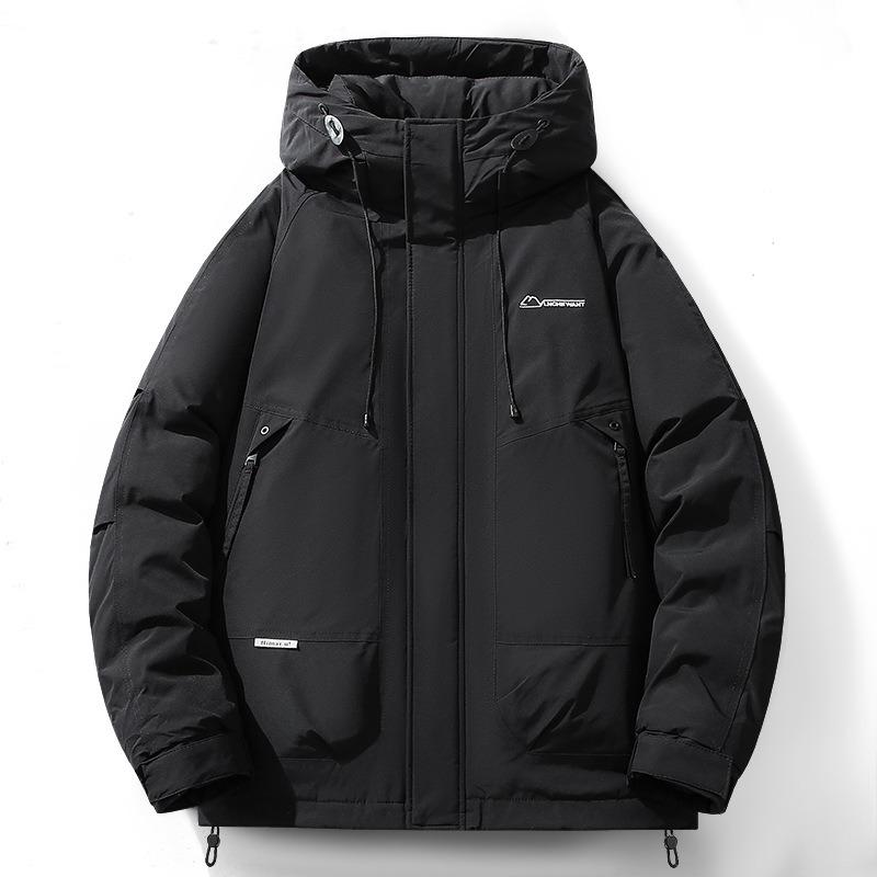 Down jacket men's new winter white duck down thickened hooded jacket fashion trend casual versatile down coat