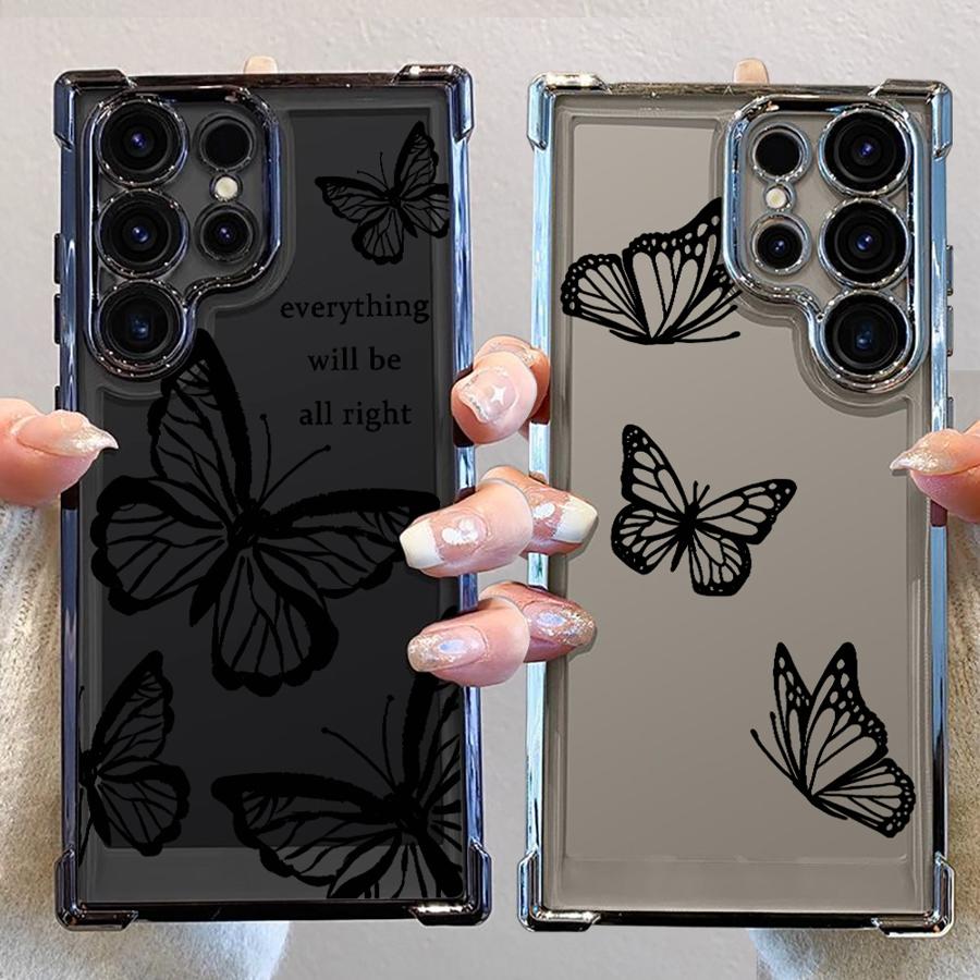 Ink Butterfly Case for Samsung Galaxy S21FE s24ultra s24fe S24 S25 Ultra S22 Ultra S20 FE S23 S25 Plus Soft Cover