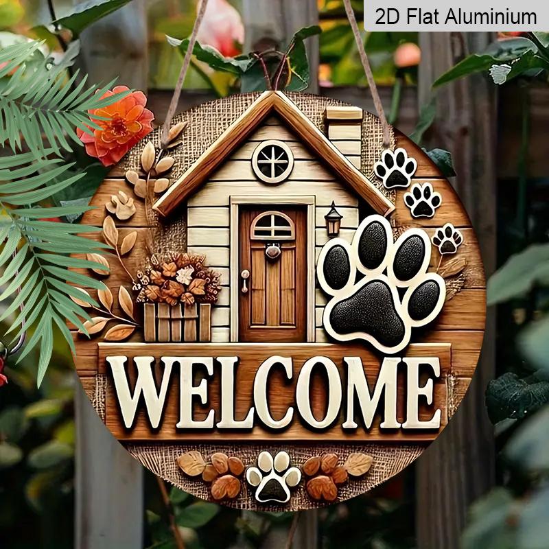 

2D Flat 1pc Aluminum Decorative Item Pet Paw Print-Style Wall Hanging 7.87 inches × 7.87 inches Ideal for gardens, farmhouses, streets, shops, bars 1pc