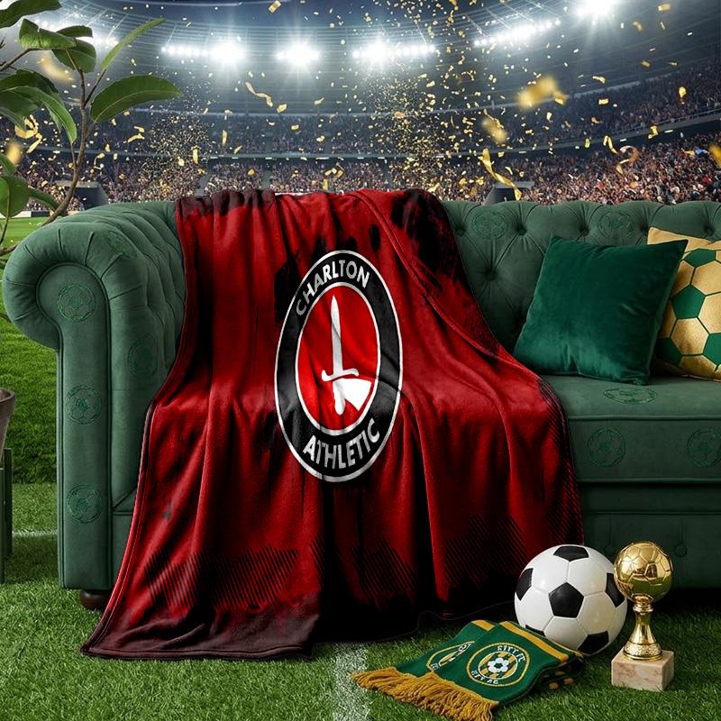 Charlton FC Crest Throws Blanket Flannel Blankets Plush for Couch Bed Gifts for Men Women Travel picnic blanket Christmas fan gifts
