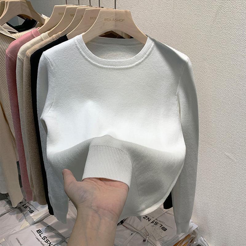 Fashion Fleece Warm Pullover Sweaters Women Autumn Winter Thick Long Sleeve Loose Knitted Sweater Woman Casual Base Jumper Knirwear Clothing 31070