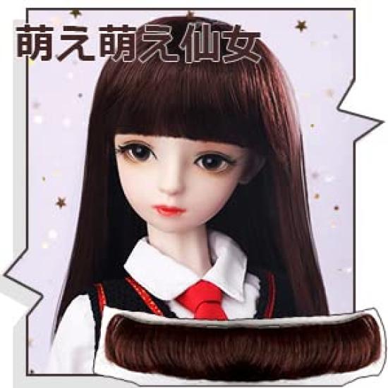 CMD Doll Wig for 13, 16, and 14 Scale Dolls, OB, SD, and BJD, Straight, Short, and Long Hair, DIY Costume Wig (7 Bang Colors)
