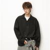 New long-sleeved shirt for men, spring style, textured slightly wrinkled linen feel shirt, simple drapey jacket