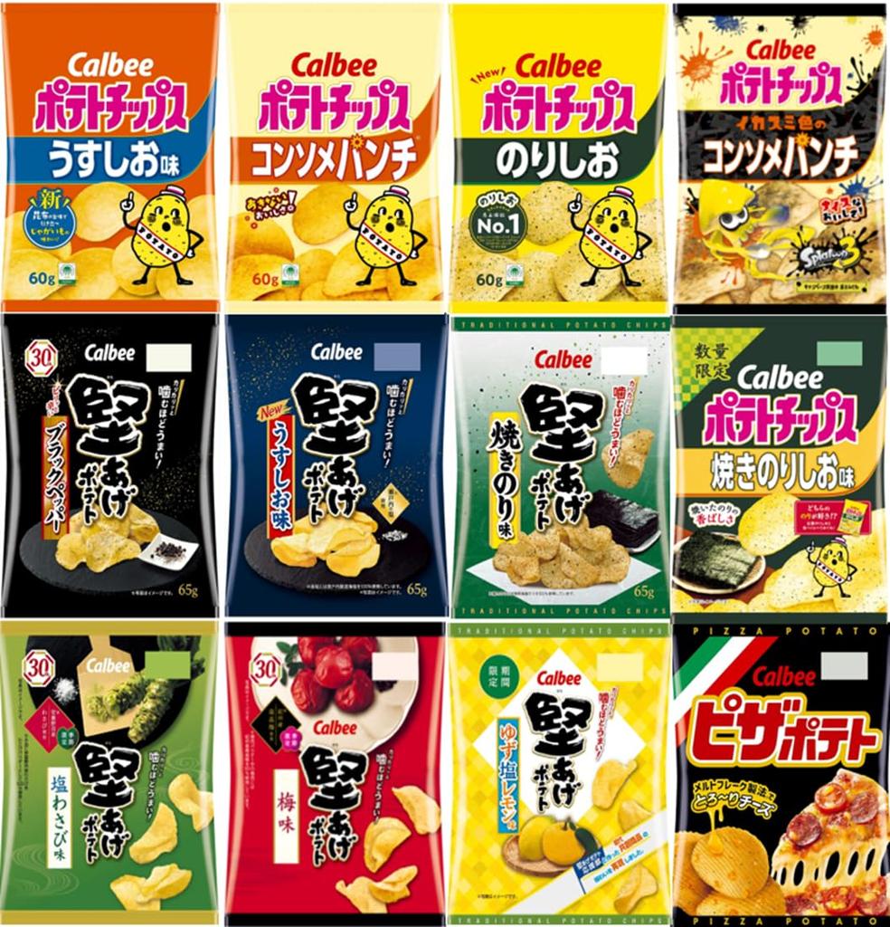 Calbee Snack Assortment Set Potato Chips, Kataage Potatoes, Etc. 12 Types Nagura Shoji