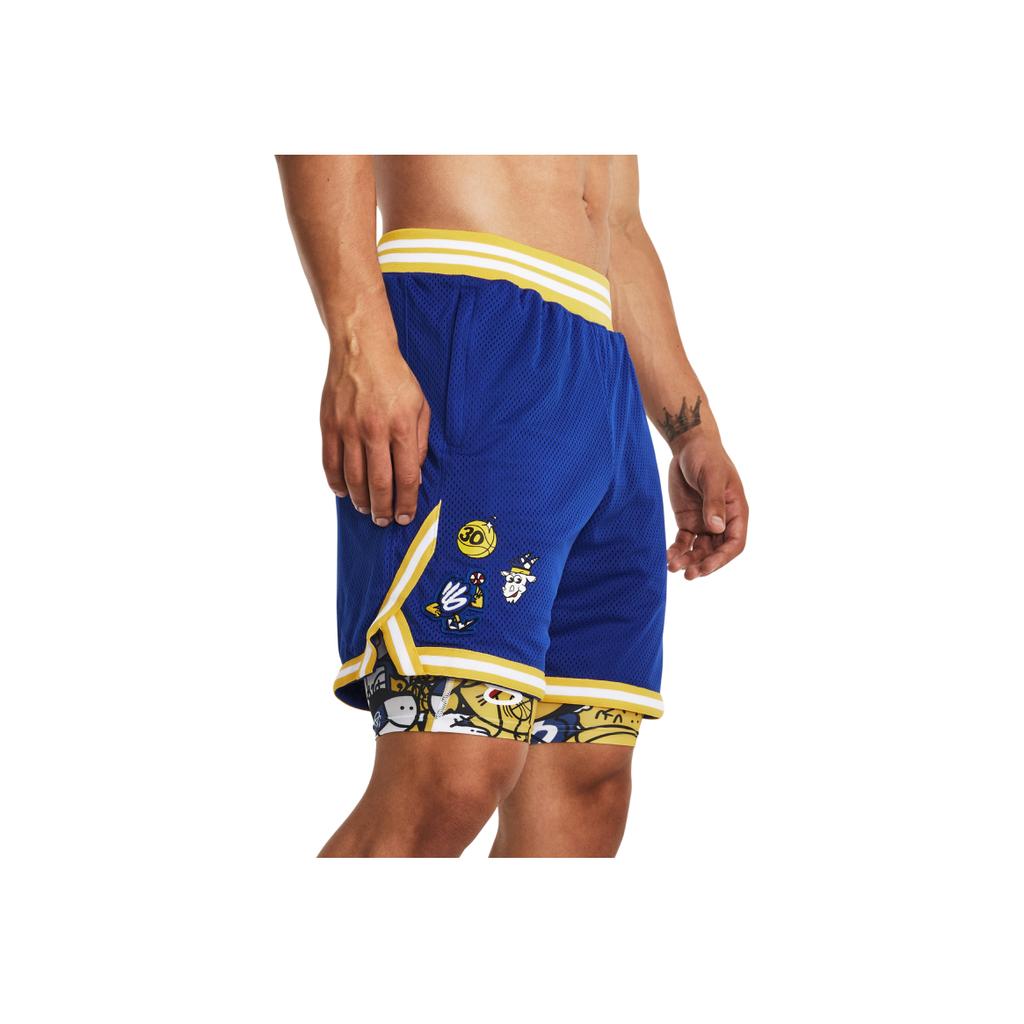 Under Armour Curry Cartoon Pattern Printed Basketball Shorts Men shorts Blue 1380330-400
