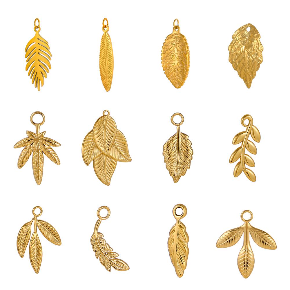 CARLIDANA Fashion Leaf Stainless Steel Charms Leaves Pendants DIY Drafts Fashion Jewelry Accessories Necklaces Jewelry Making