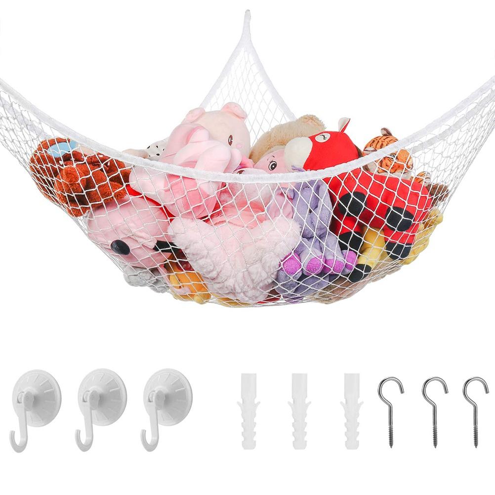 Practical Stuffed Animal Toys Hammock Kids Toy Hammock Net Large Mesh Toy Organizer Storage Hanging Wall Corner Nets белый