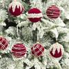 Flocking Christmas Tree Ornament Plastic Painted Ball Christmas Decorations  New Year