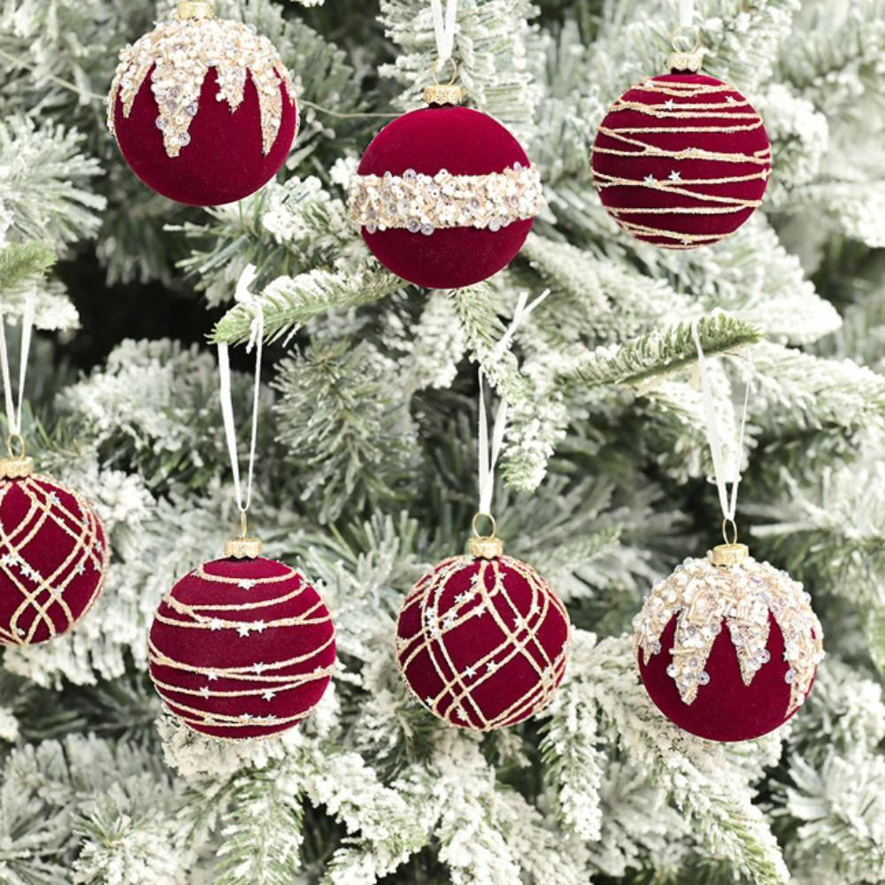 Flocking Christmas Tree Ornament Plastic Painted Ball Christmas Decorations New Year
