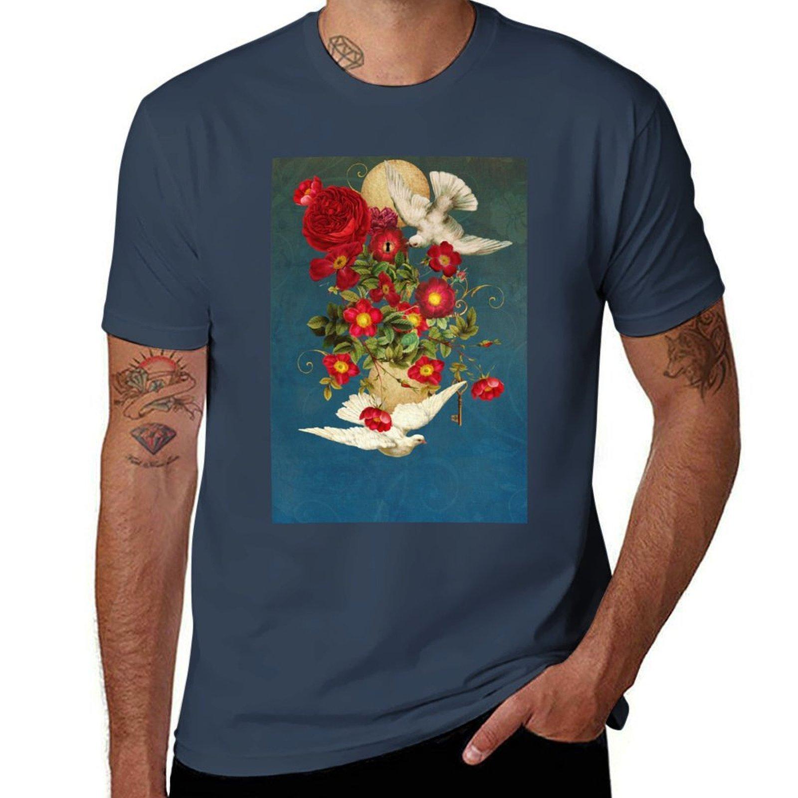 Doves T-Shirt man t shirts cotton anime t shirts oversize T-Shirt S