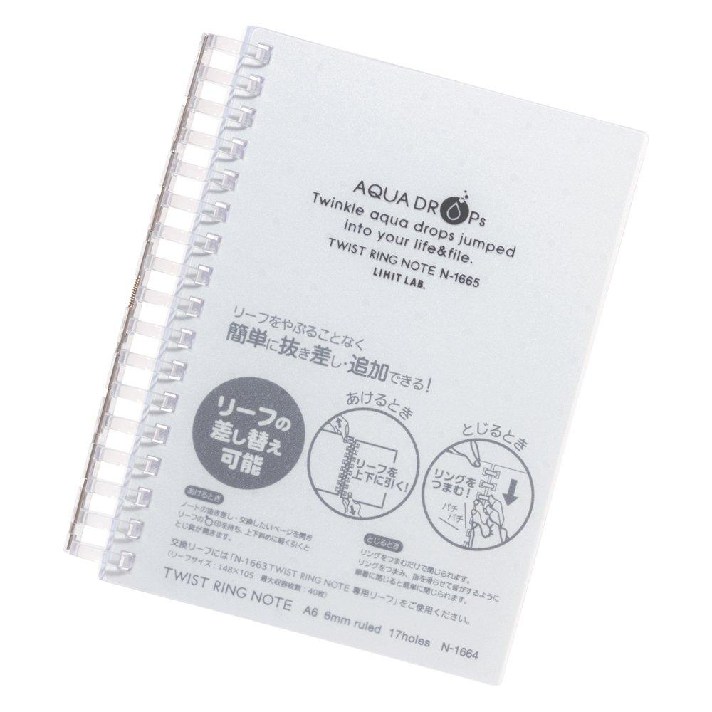 LIHIT LAB Twist Notebook, A6, 17-hole, 70 Sheets, Milky White, Pack of 10, N1665-1_10