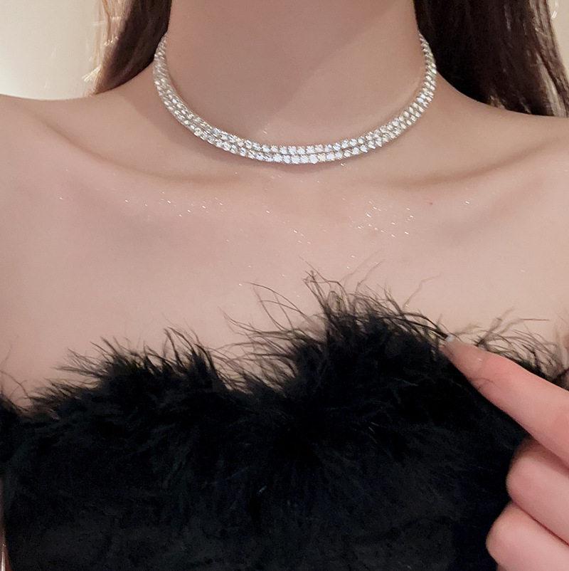 Elegant Zircon Water Drop Tassel Necklace: Double-Layer Light Luxury Collarbone Chain