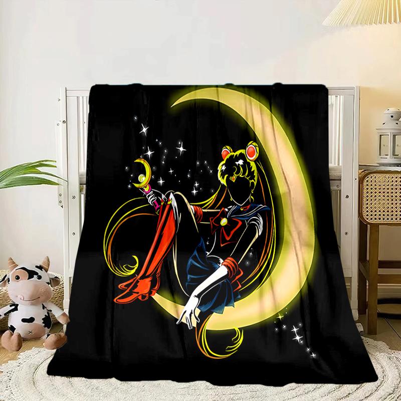 Moonlit Guardian Blanket Flannel Blanket for Bed, Sofa, Camping, Hiking, Picnic Essentials, Gift for Family Fan Gifts