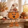 1Set Halloween Pumpkin Wooden Stand 3 Styles Cute Pumpkin Face Ornament Witch Hat Dangling Legs Tabletop Decor Fall Home Decor