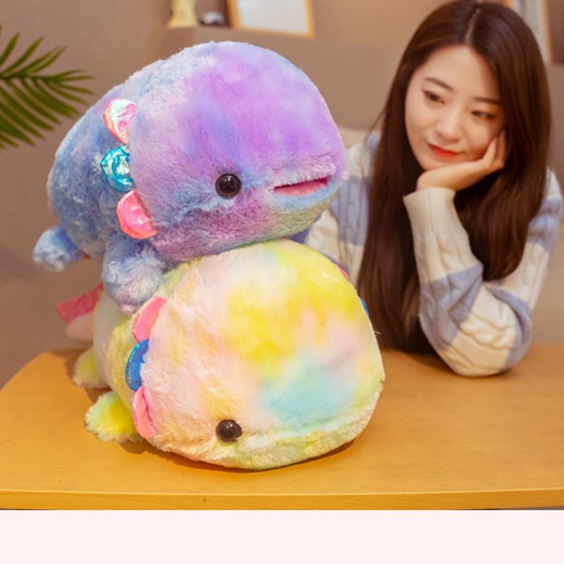 Regenbogen Dinosaurier Fisch Plüschtiere Bunter Riesensalamander Stoffpuppe Weiches Tier Schlafkissen Niedliches Geschenk