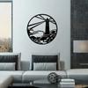 1pc Lighthouse Metal Wall Art Nautical Wall Metal Sculpture Black Metal Wall Decor 22"x22" Living Room/Home Decoration