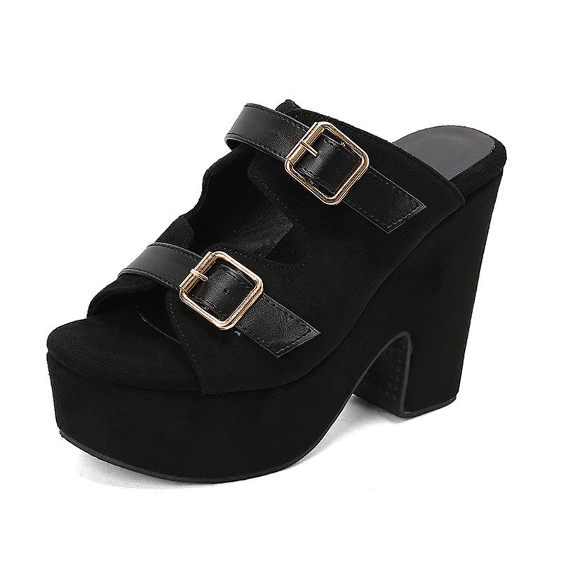 Large size rough high-heeled sandals for women, European and American fashion super high-heeled sandals for women