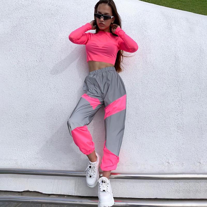 Pantaloni Sportivi Casual Patchwork Riflettenti a Vita Media Europei e Americani Autunno/Inverno 2026