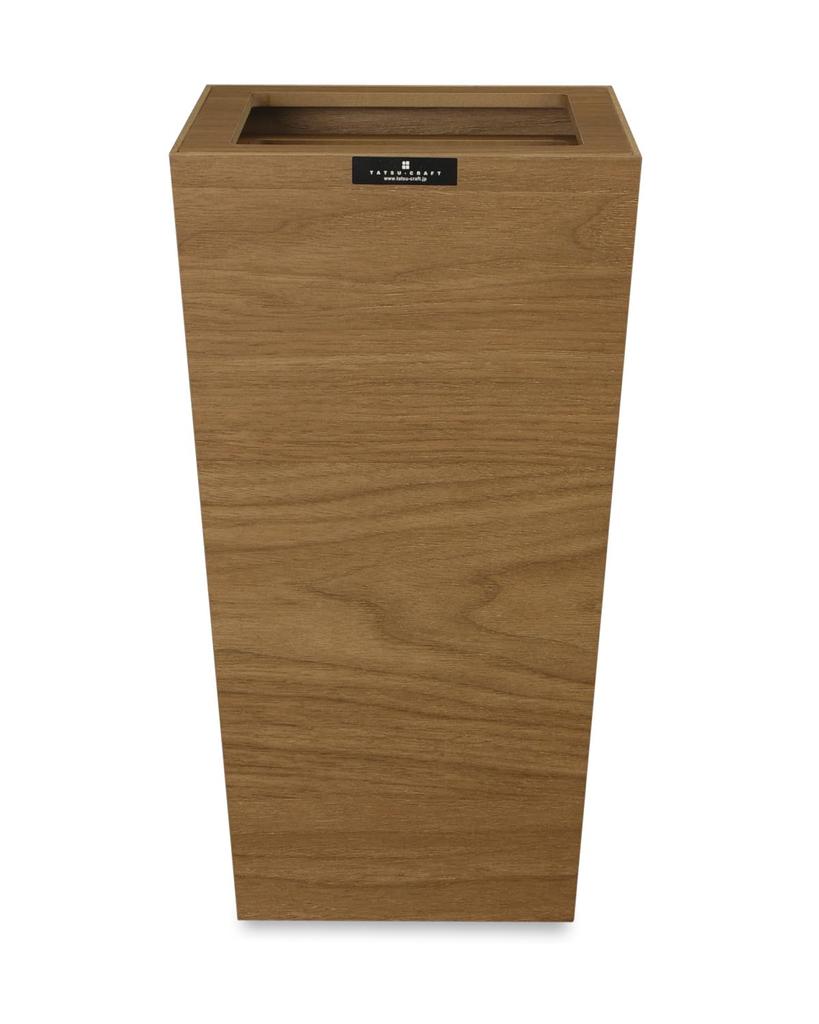 TATSU-CRAFT Bosk Basque Dustbin, Square, Large, 9.3L, Brown, Stylish, Compact, with Lid, Space-Saving Design for Kitchen, Living Room, Home, Office,