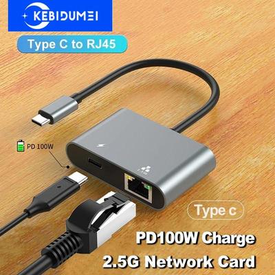 2500Mbps Netzwerkkarte Typ C zu Ethernet Adapter 2.5G Gigabit LAN Adapter Unterstützung PD 100W Laden für Notebooks Tablets Mac Book