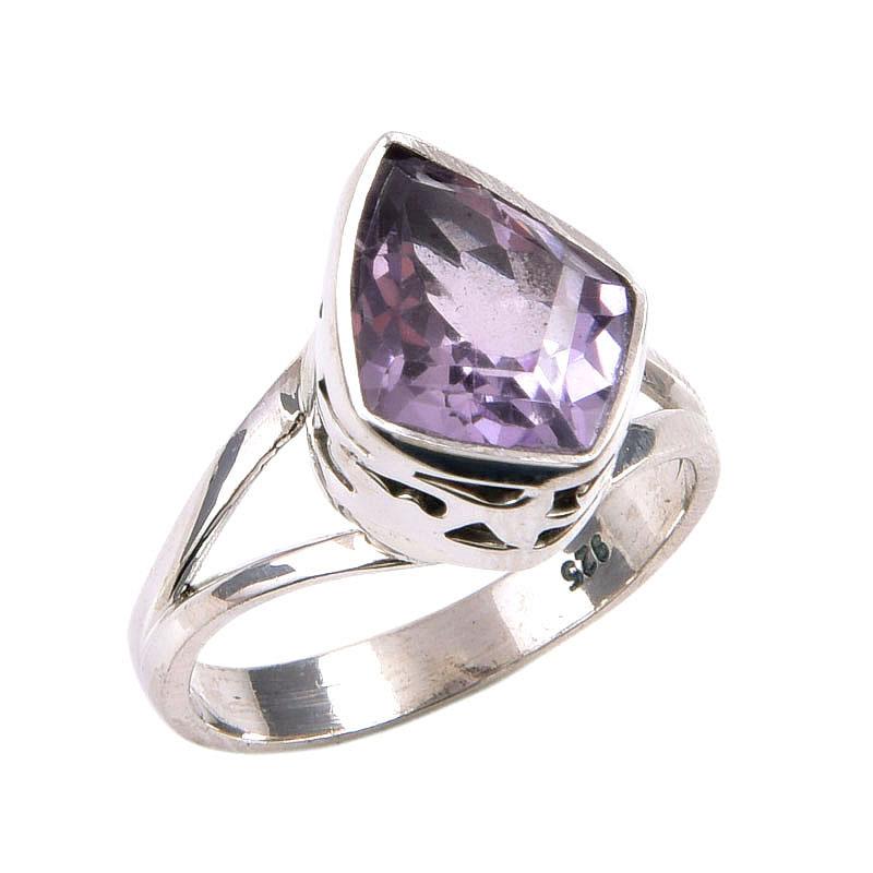 Natural Pink Amethyst Gemstone Handmade 925 Solid Silver Jewelry Ring S.7 w9F85