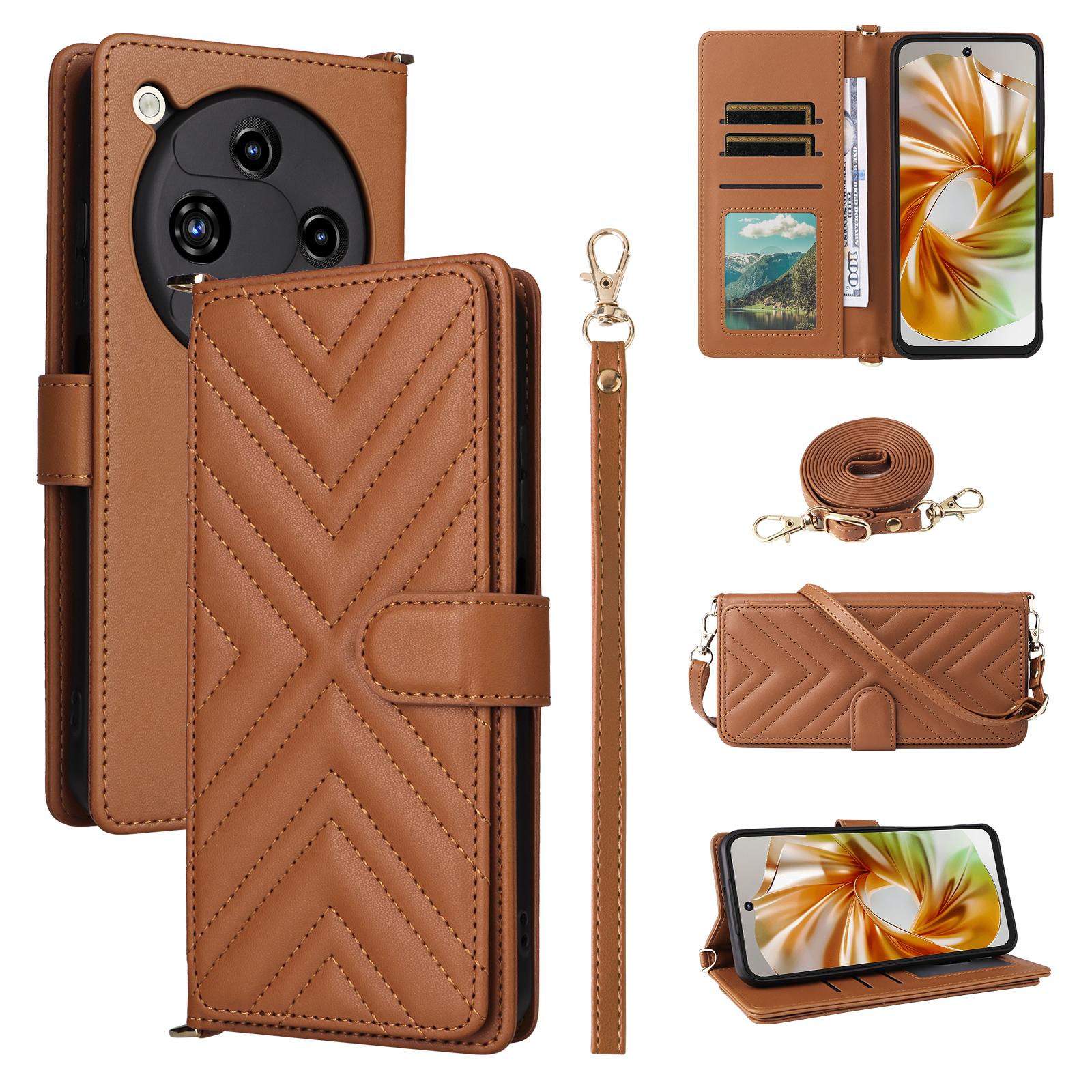 

For ZTE nubia Focus 2 5G Leather Case Stand Wallet Phone Cover with Shoulder/Wrist Strap