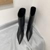 Pointed Toe Women High Boots Leather Fashion Sexy Heels Shoes Woman 2025 Trend New Snow Boots Low Heels Elegant Goth Mujer Botas