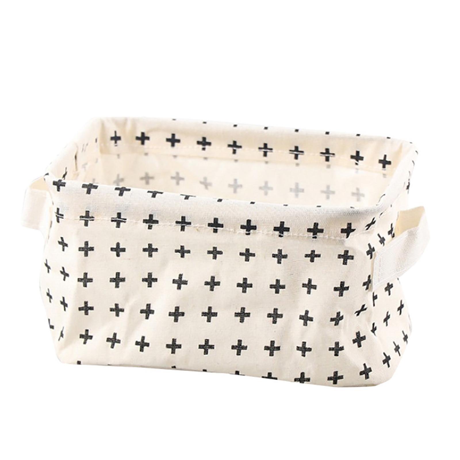 Cotton Linen Desktop Storage Basket Sundries Storage Box With Handle белый 499₽
