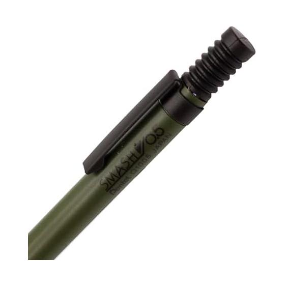 Pentel Smash 0.5mm Mechanical Pencil, Military Green (Q1005-MDKS) - Non-slip Rubber Grip, Clear Lead Hardness Indicator, Large Rubber Knock,