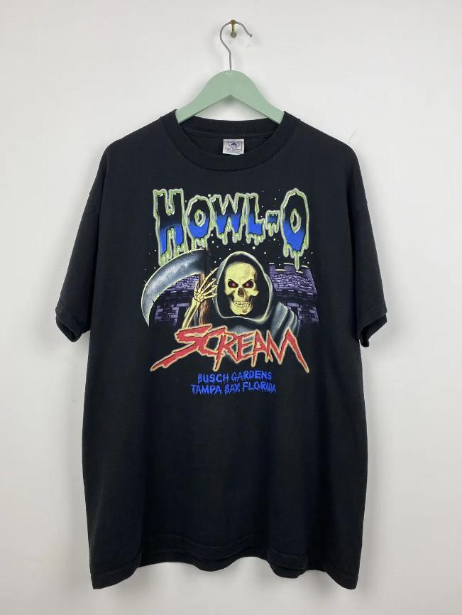 Винтажная футболка Howl-O Scream Y2K Хэллоуин Дракула Унисекс S