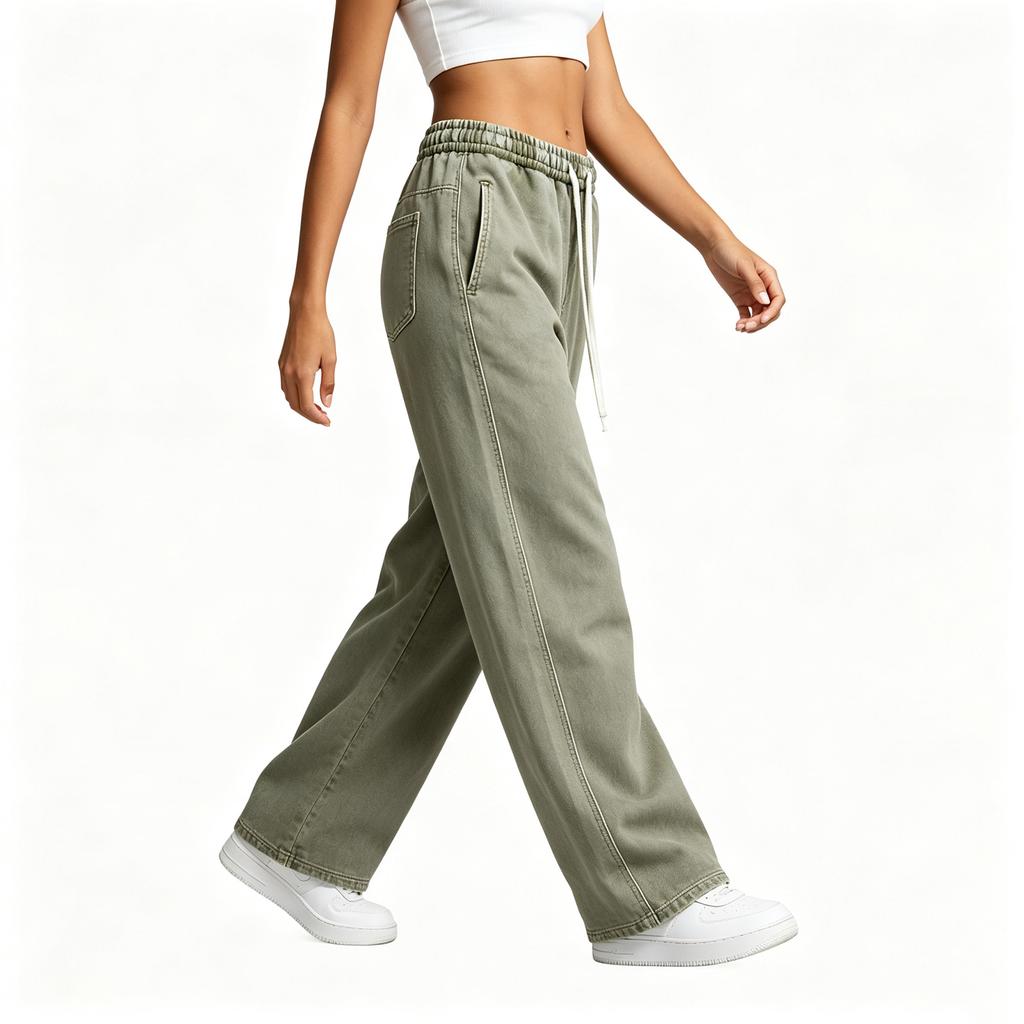 Damen locker sitzende Wide Leg Jogginghose Lässige Sporthose für, Training und Alltag