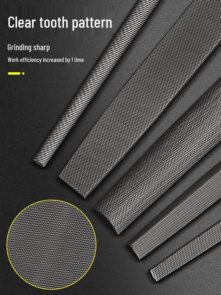 Multifunctional Steel File Set: Triangular, Half-Round, Round, Flat, Board, and Rasp Files