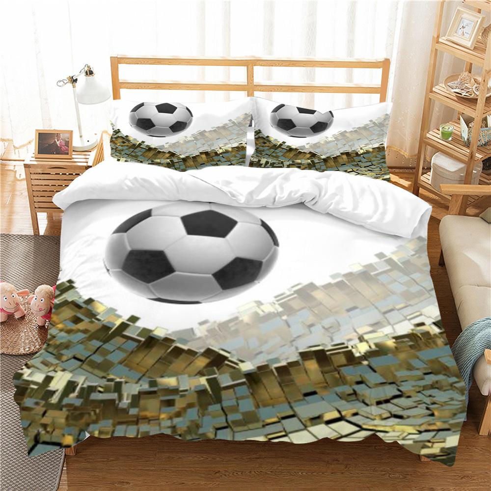Gorąca Sprzedaż Zestawy Poszewek na Pościel Piłka Nożna Tekstylia Domowe Poszwa na Kołdrę Zestaw Pościeli 3D Poszwa na Kołdrę Wygodna Pościel Poszwa na Kołdrę z Mikrofibry