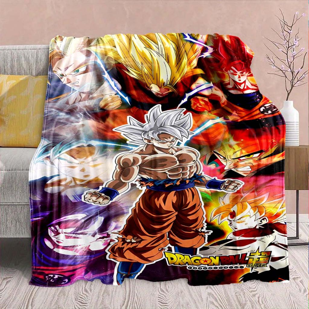 Dragon Ball Anime Flannel Blanket - Soft Warm Perfect for Sofa, Bedding Camping Travel Office Home Decor -QJY