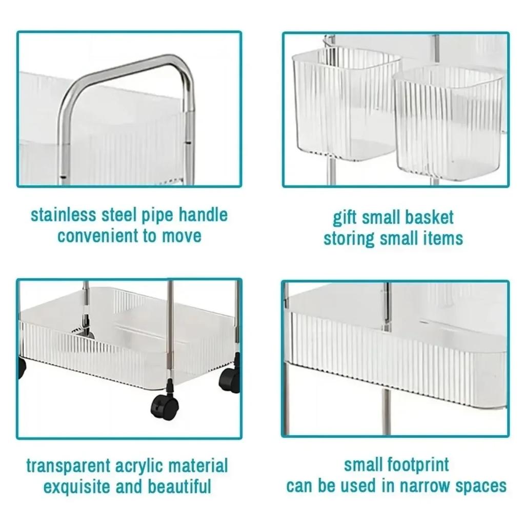 Acrylic Trolley Rack Household Bedroom Kitchen Baby Shelf Living Room Removable Snack Supplies Storage