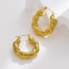 European Retro Simple Titanium Steel Twisted Braid Ear Cuff and Stud Earring for Women