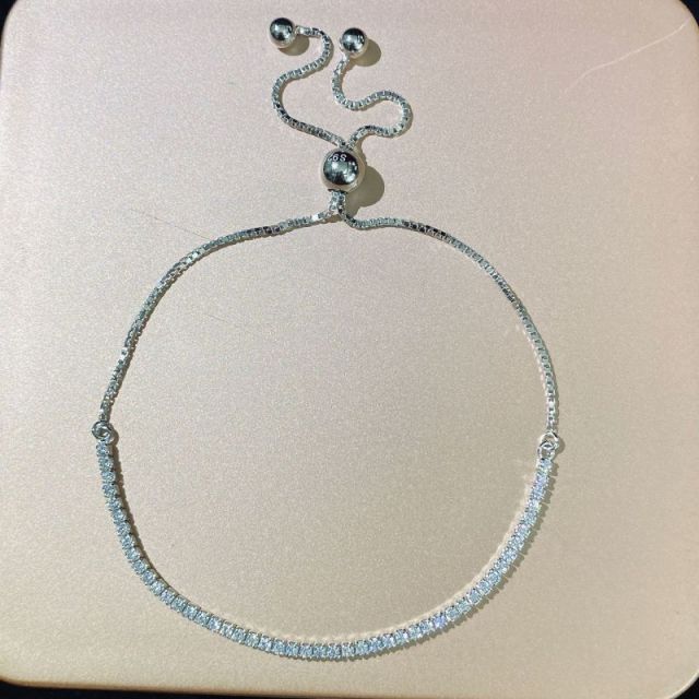 

Роскошные браслеты из стерлингового серебра 925 пробы для женщин, изящные ювелирные изделия, подарок на день Святого Валентина, регулируемый браслет-цепочка с бриллиантами